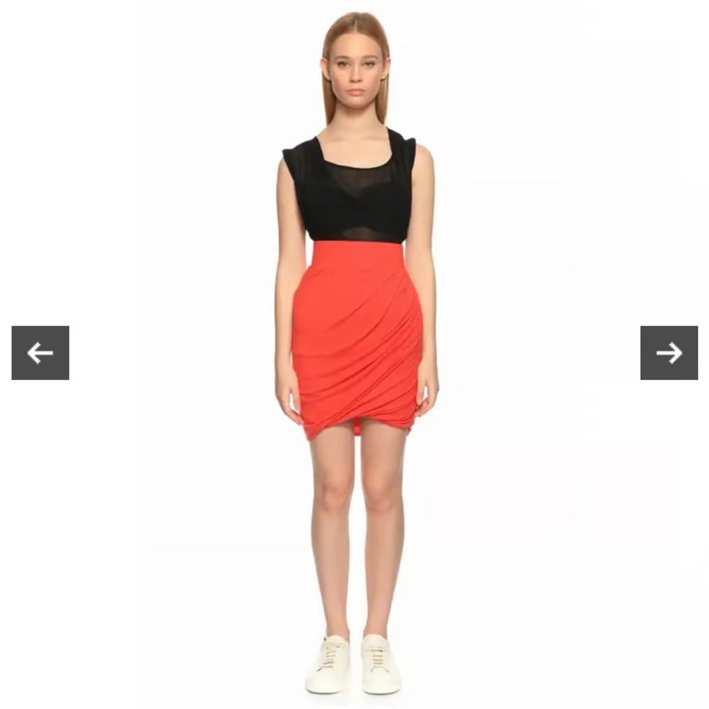 Helmut lang red wool mini skirt